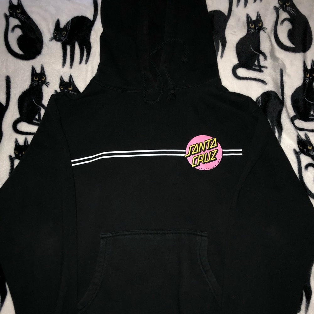 Black Santa Cruz Hoodie Pink/Yellow Dot